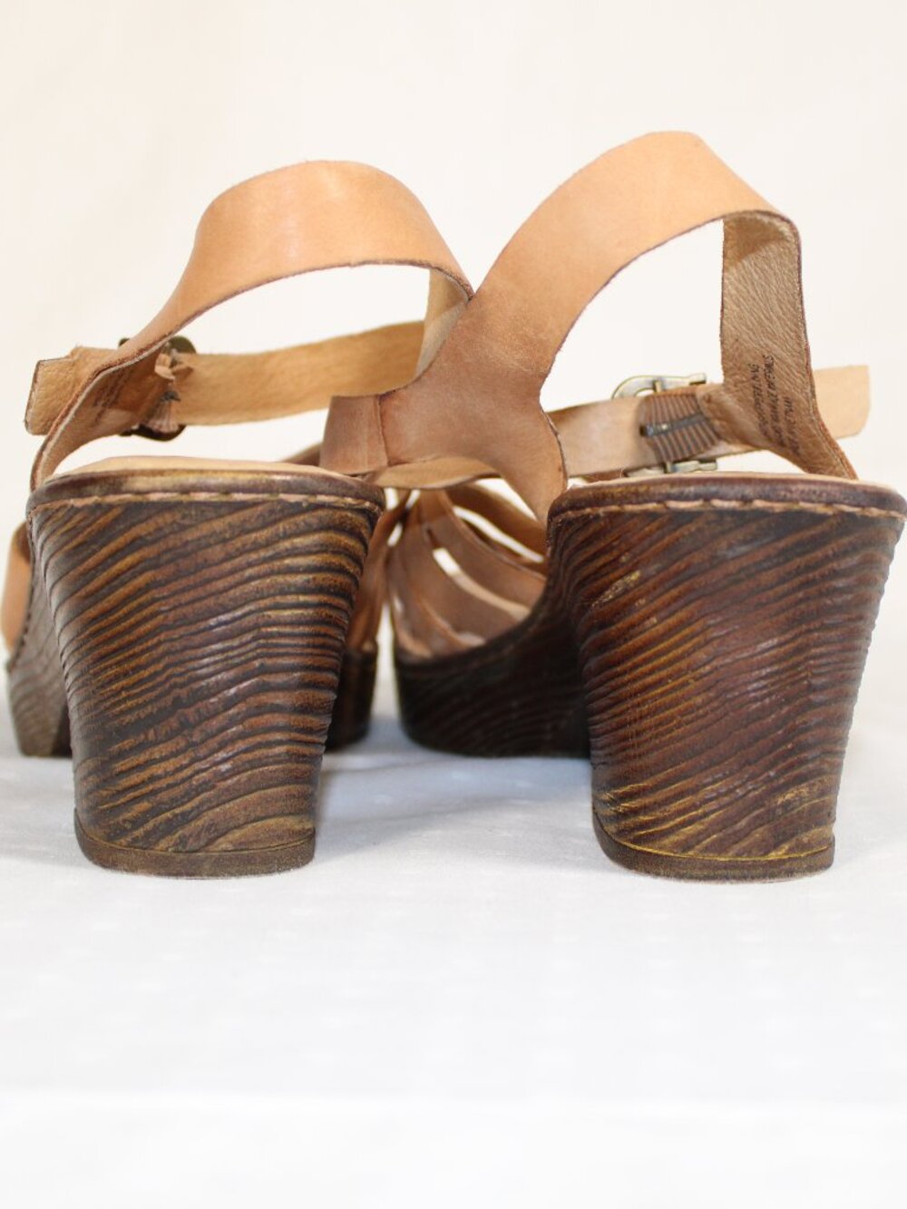Born Angel tan sandal leather heels wood women 11 - Picture 6 of 7